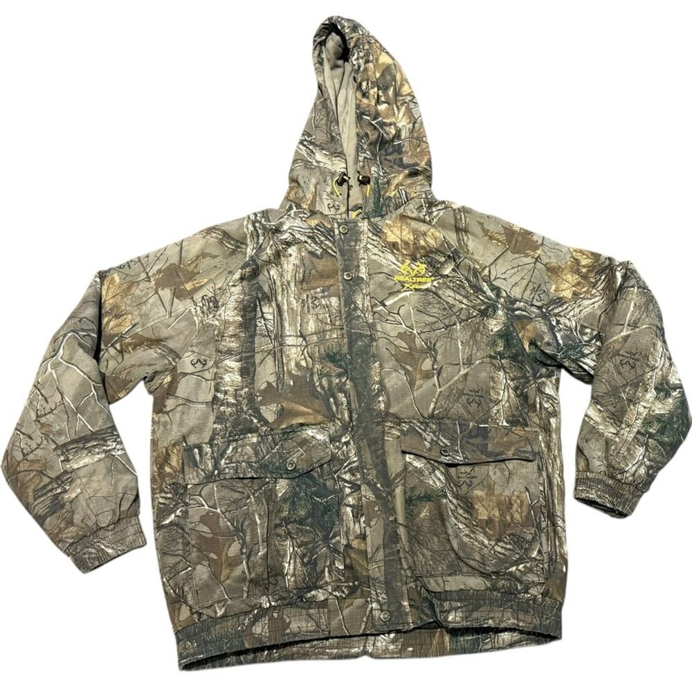 Realtree Extra Cotton Blend Ripstop Camouflage Hooded Zip Jacket/Coat Mens XL